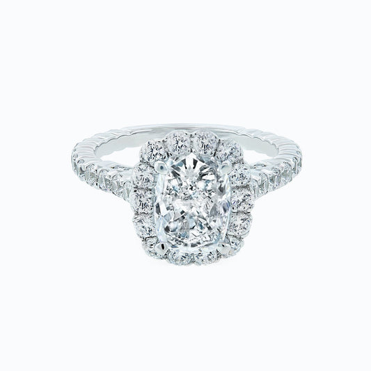 2.0 CT Cushion Shaped Moissanite Halo Engagement Ring 1