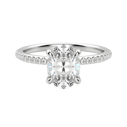 1.91 CT Oval Solitaire Moissanite Engagement Ring With Pave Setting 3