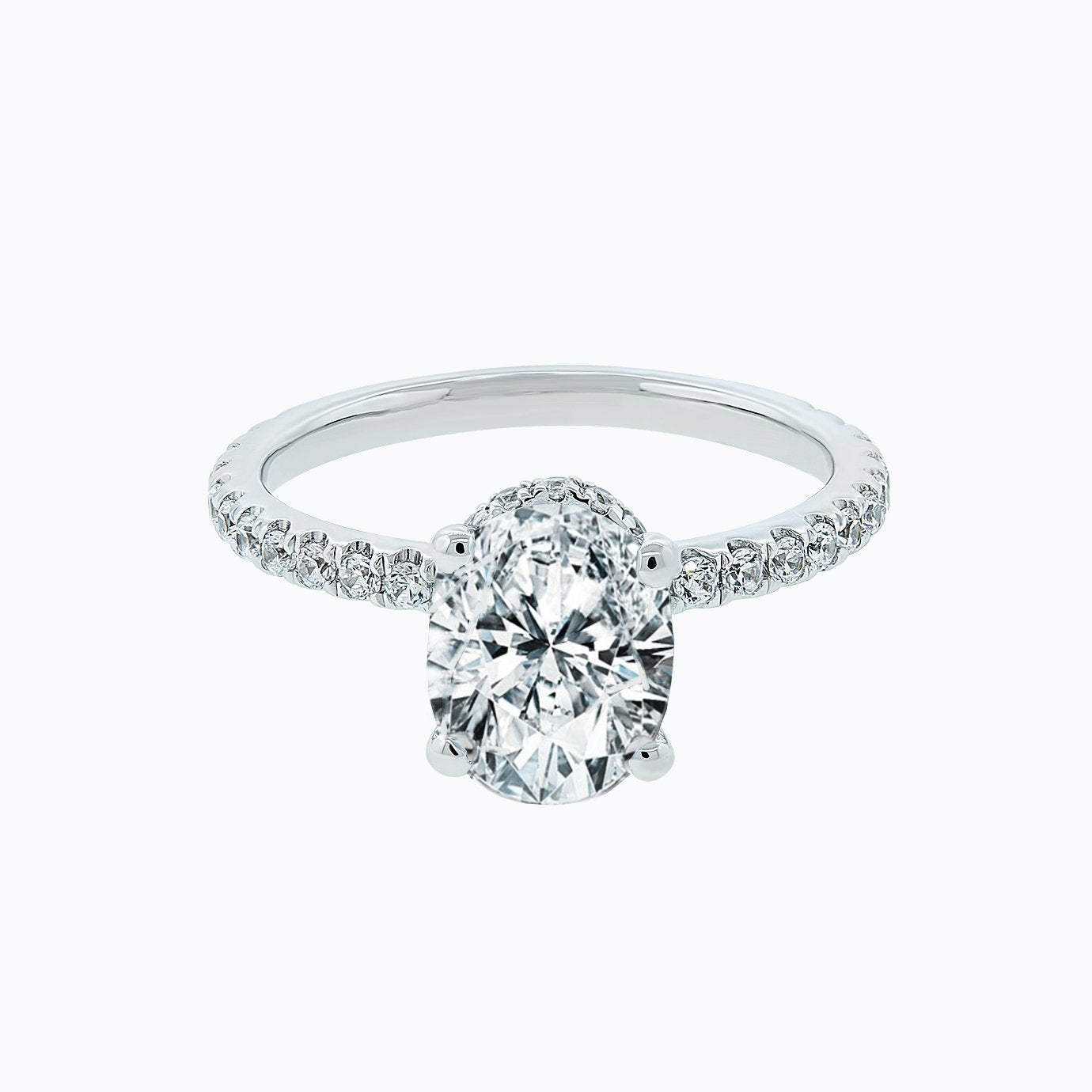 2.50 CT Oval Shaped Moissanite Hidden Halo Engagement Ring 1