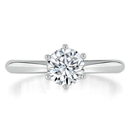 0.75 CT Round Cut Solitaire Moissanite Engagement Ring 1