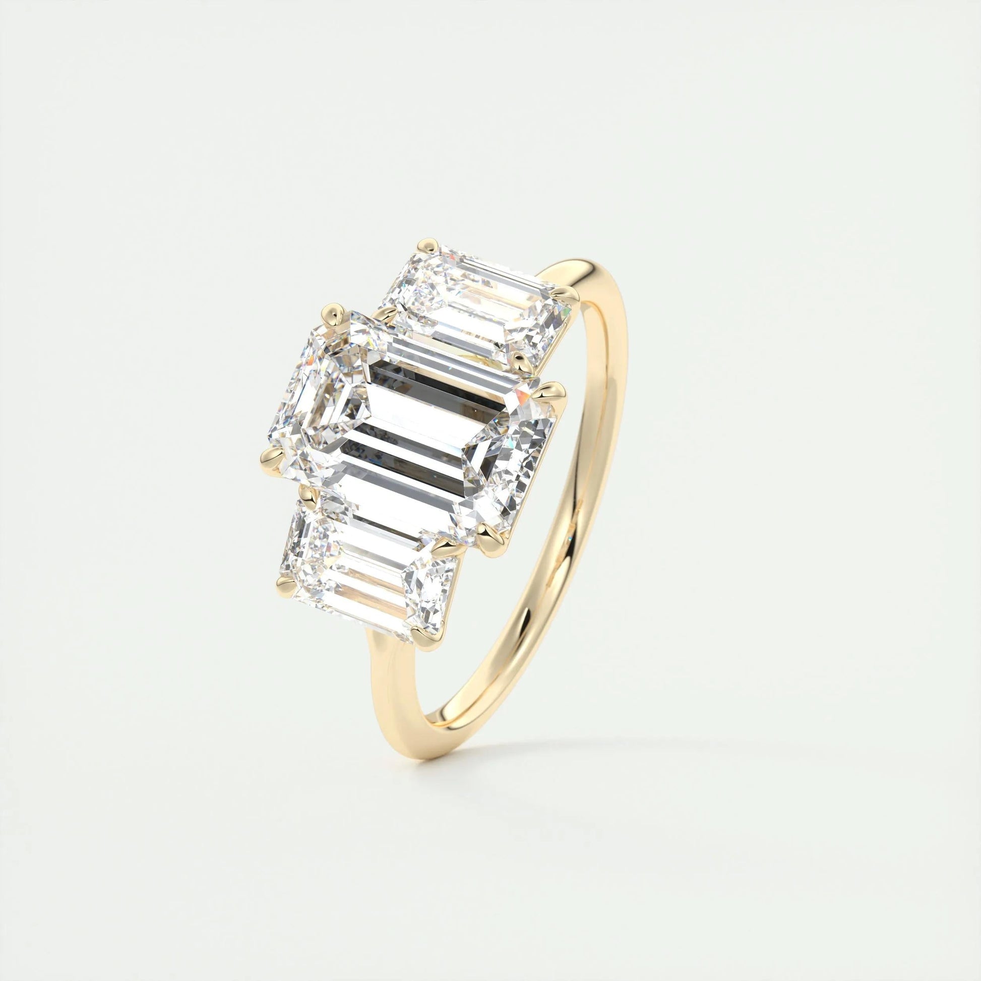 1.91 CT Emerald Cut Three Stone Moissanite Engagement Ring 11