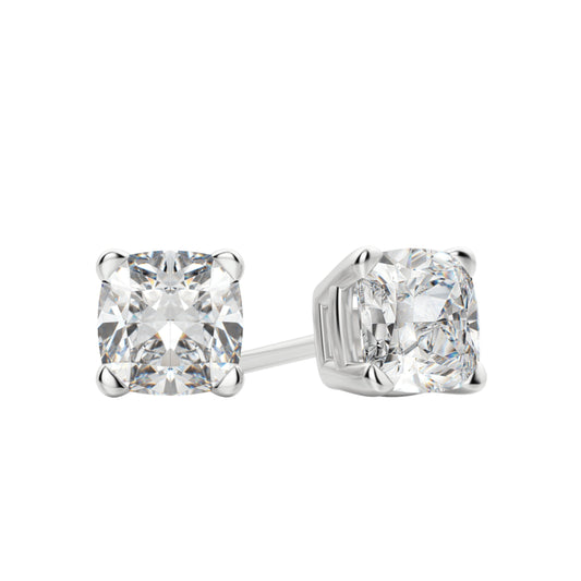 0.50 TCW-1.0 TCW Cushion Cut Moissanite Solitaire Stud Earrings 1