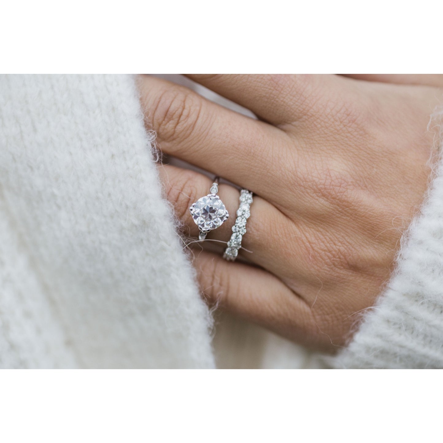 2.50 CT Old Mine Round Solitaire Moissanite Engagement Ring 5