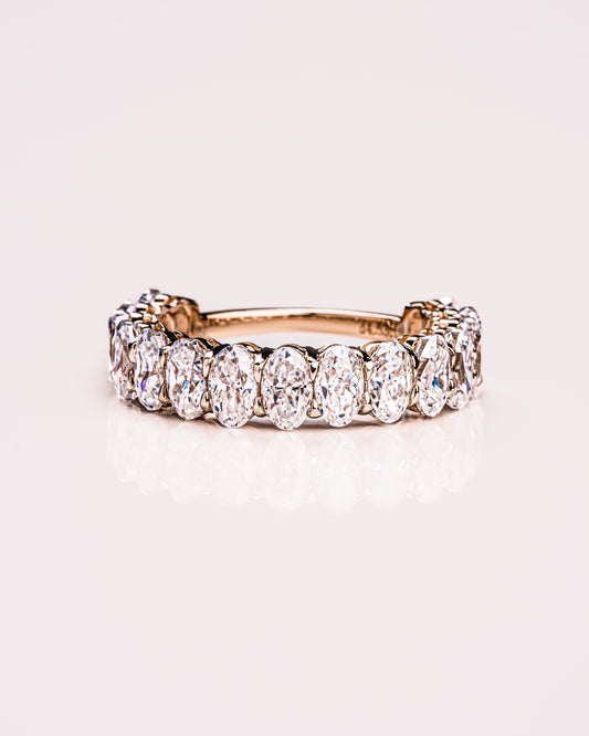 3.45 TCW Oval Moissanite Half Eternity Wedding Band 1