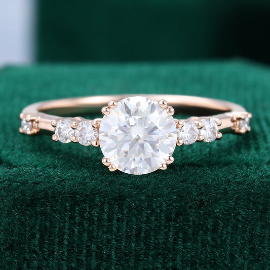 0.88 CT Round Shaped Moissanite Pave Setting Engagement Ring 1