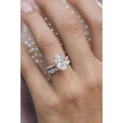 3.20 CT Pear Solitaire Hidden Halo & Pave Moissanite Engagement Ring 3