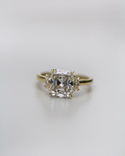 3.50 CT Old Mine Cushion Three Stone Moissanite Engagement Ring 3