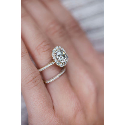 4.0 CT Cushion Halo & Pave Moissanite Engagement Ring 4