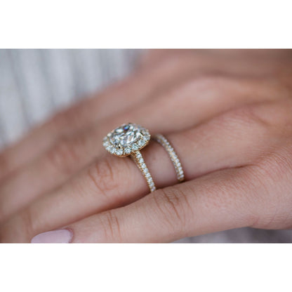 4.0 CT Cushion Halo & Pave Moissanite Engagement Ring 5