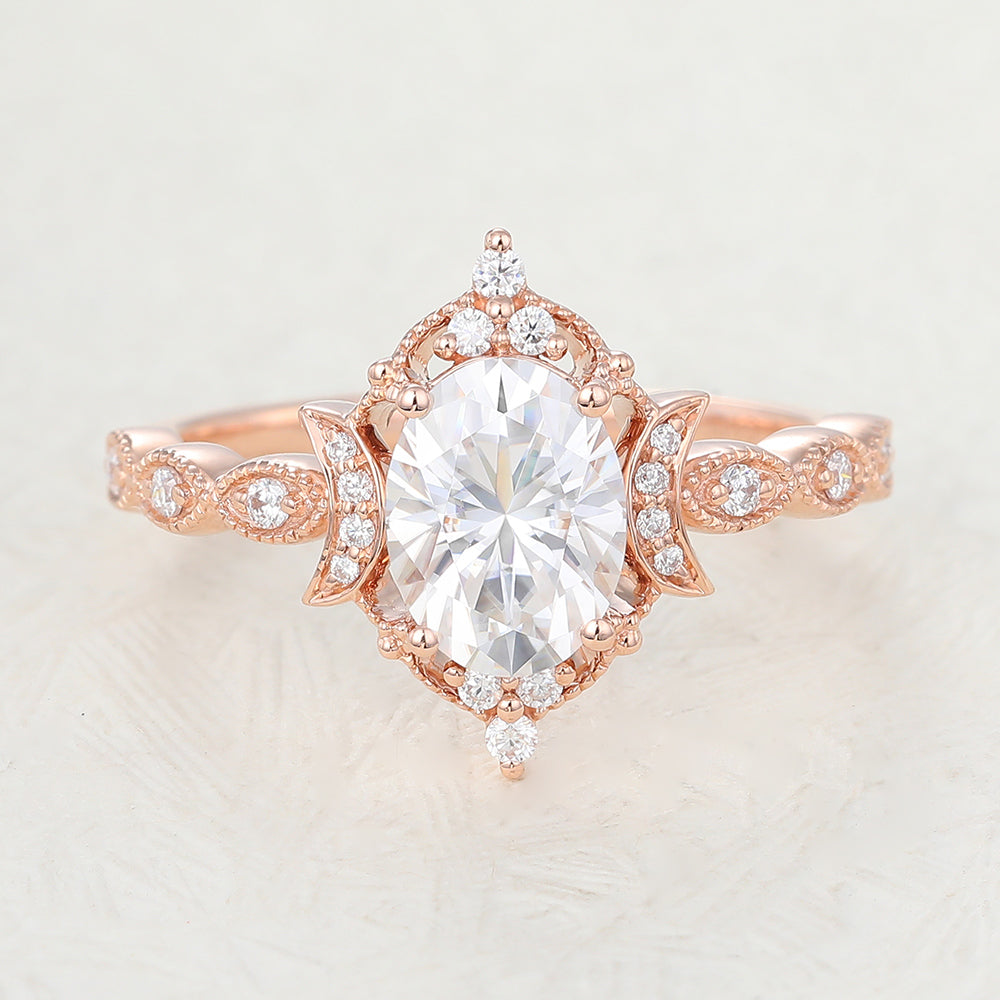 1.33 CT Oval Shaped Moissanite Vintage Engagement Ring 1