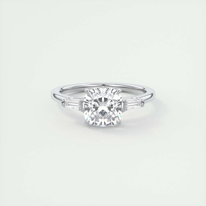 2.15 CT Cushion Cut Three Stone Moissanite Engagement Ring 1