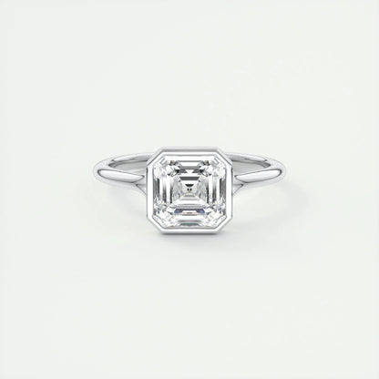 2.03 CT Asscher Cut Bezel Solitaire Moissanite Engagement Ring 1