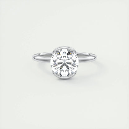 2.0 CT Round Cut Half Bezel Solitaire Moissanite Engagement Ring 1