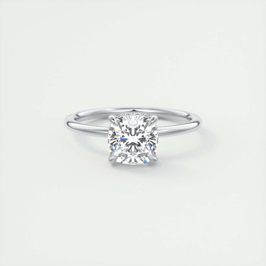 2.15 CT Cushion Solitaire Hidden Halo Moissanite Engagement Ring 1