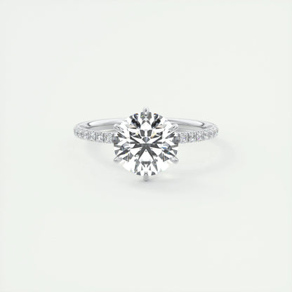 2.0 CT Round Cut Solitaire Pave Moissanite Engagement Ring 1