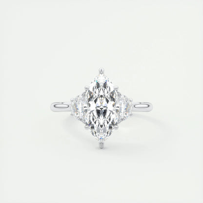 1.98 CT Marquise Cut Three Stone Moissanite Engagement Ring 1