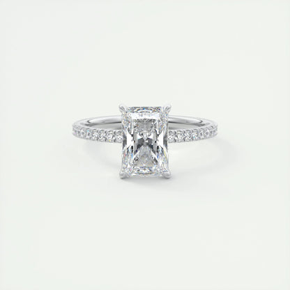 2.10 CT Radiant Solitaire Pave Moissanite Engagement Ring 1