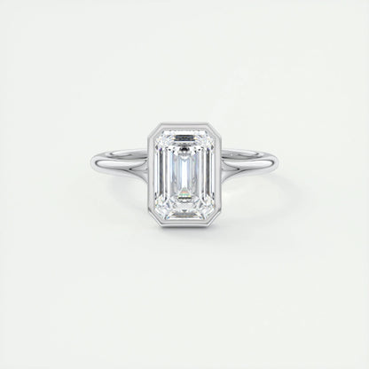 2.03 CT Emerald Cut Bezel Solitaire Moissanite Engagement Ring 1