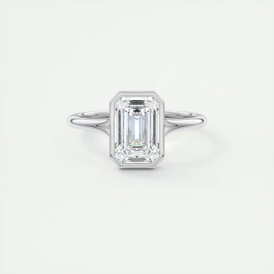 2.03 CT Emerald Cut Bezel Solitaire Moissanite Engagement Ring 1