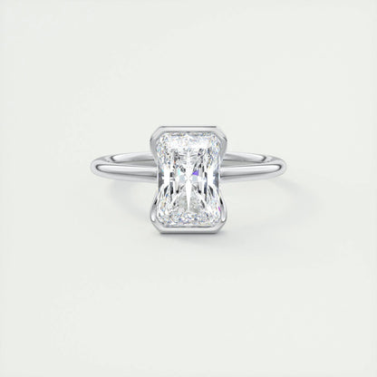 2.10 CT Radiant  Solitaire Half Bezel Moissanite Engagement Ring 1