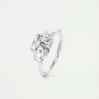 2.03 CT Asscher Cut Three Stone Moissanite Engagement Ring 5