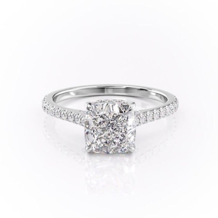 2.15 CT Cushion Cut Pave Setting Moissanite Engagement Ring 10
