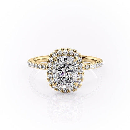 2.0 CT Elongated Cushion Cut Halo Pave Setting Moissanite Engagement Ring 11