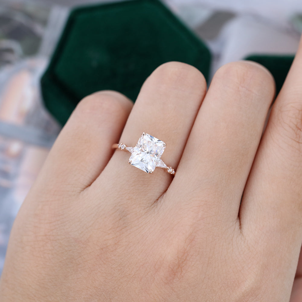 2.43 CT Radiant Shaped Moissanite Pave Setting Engagement Ring 2