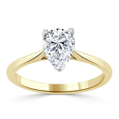 0.75 CT Pear Cut Solitaire Moissanite Engagement Ring 5