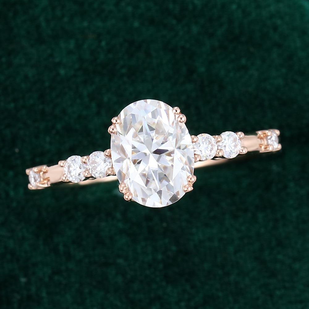 1.33 CT Oval Shaped Moissanite Pave Setting Engagement Ring 5