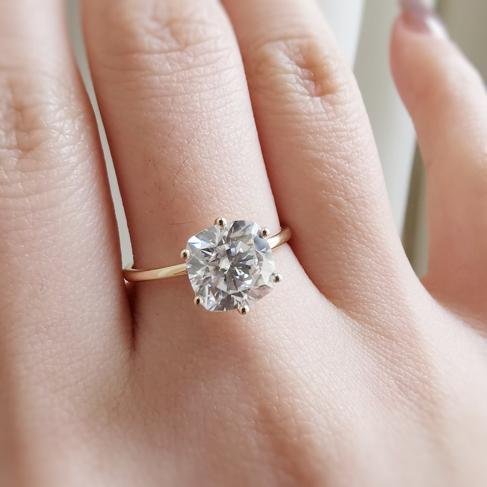 2.0 CT Cushion Shaped Moissanite Solitaire Engagement Ring 6