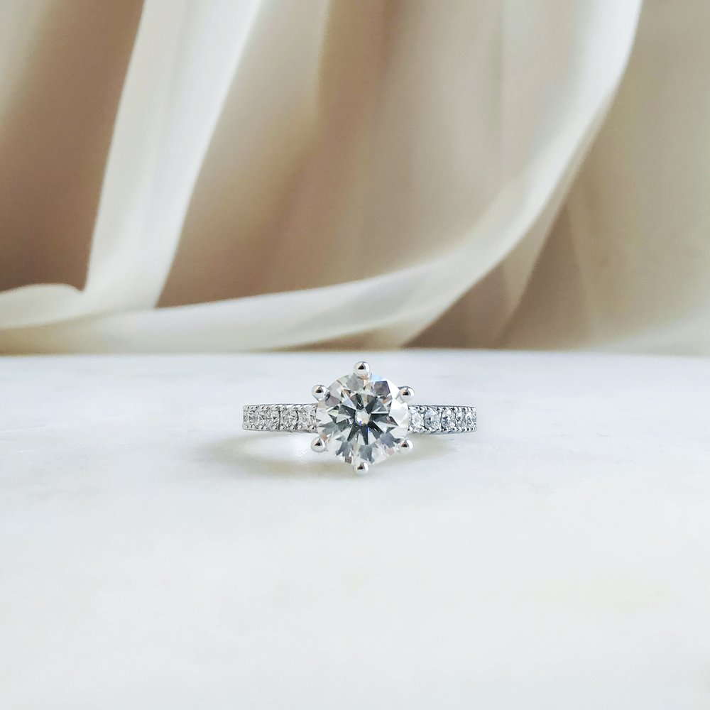 1.20 CT Round Shaped Moissanite Pave Setting Engagement Ring 1