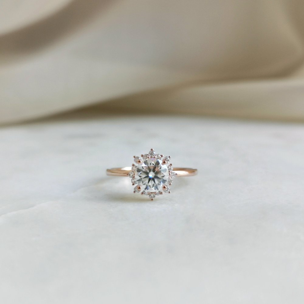 0.80 CT Round Shaped Cluster Halo Engagement Ring 2