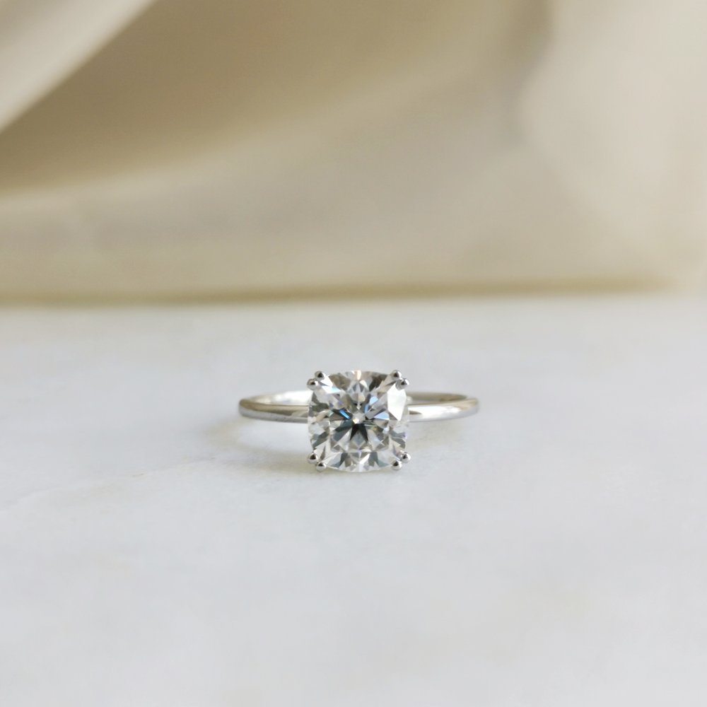 1.60 CT Cushion Shaped Moissanite Solitaire Engagement Ring 6