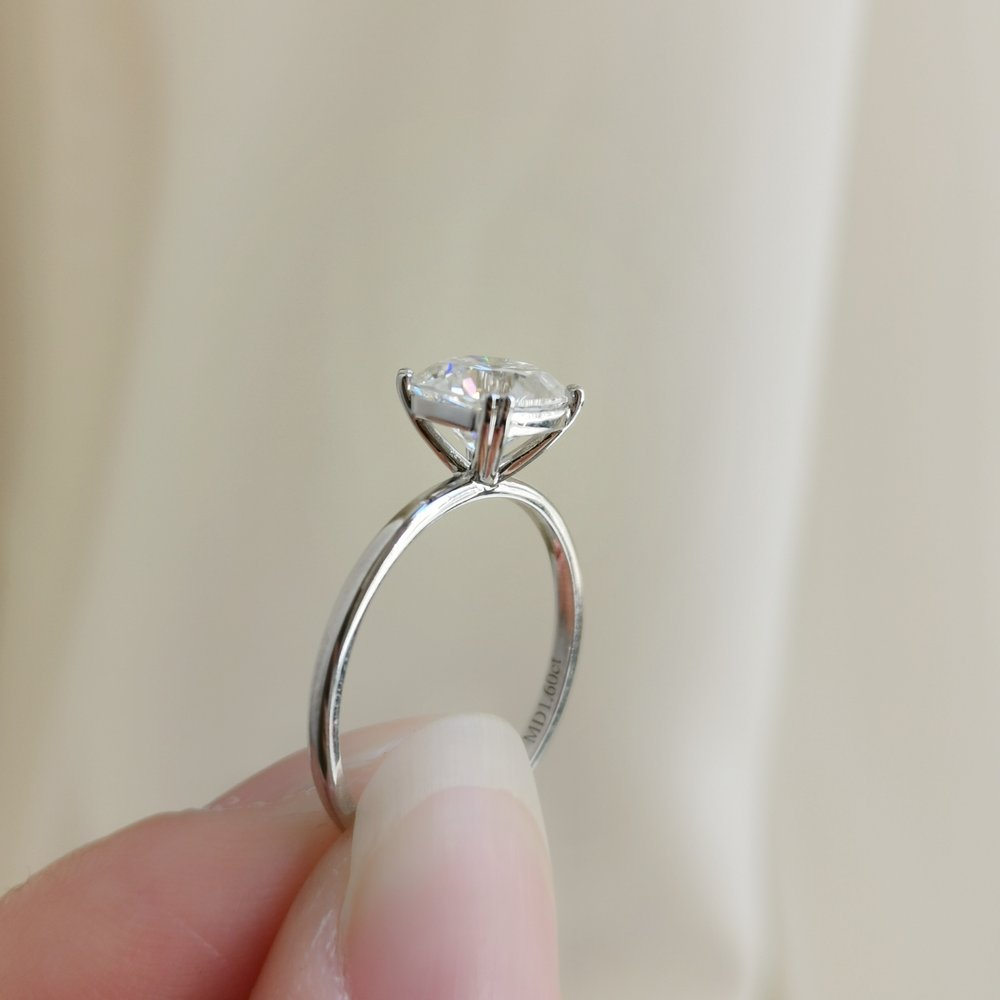 1.60 CT Cushion Shaped Moissanite Solitaire Engagement Ring 14