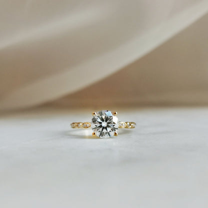 1.20 CT Round Shaped Moissanite Pave Setting Engagement Ring 1