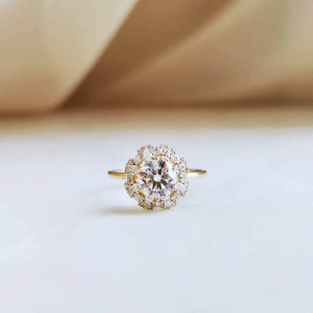 1.0 CT Round Shaped Moissanite Halo Engagement Ring 1