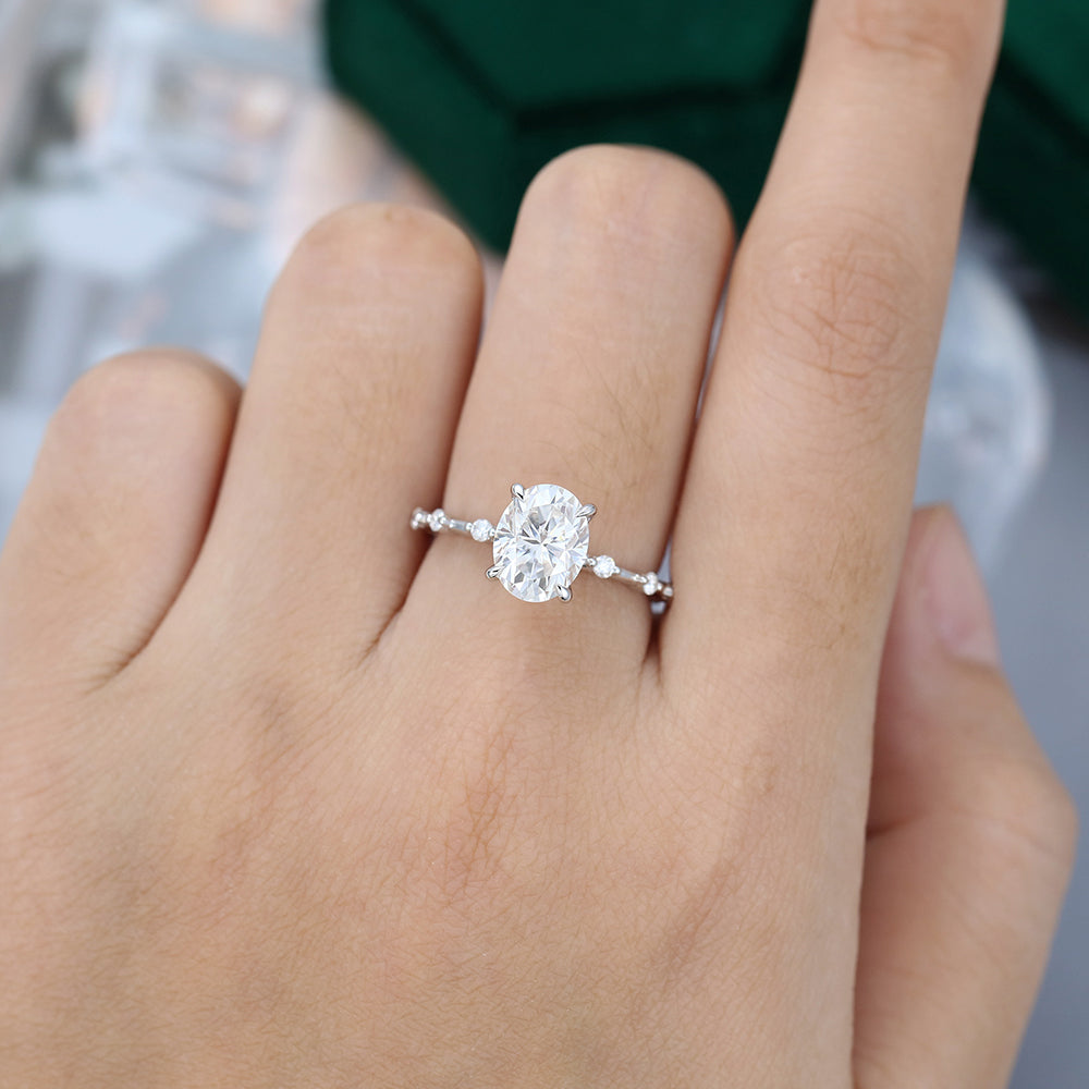 1.91 CT Oval Shaped Moissanite Solitaire Dainty Style Engagement Ring 5