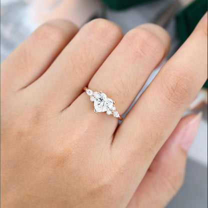 0.86 CT Heart Shaped Moissanite Cluster Engagement Ring 2