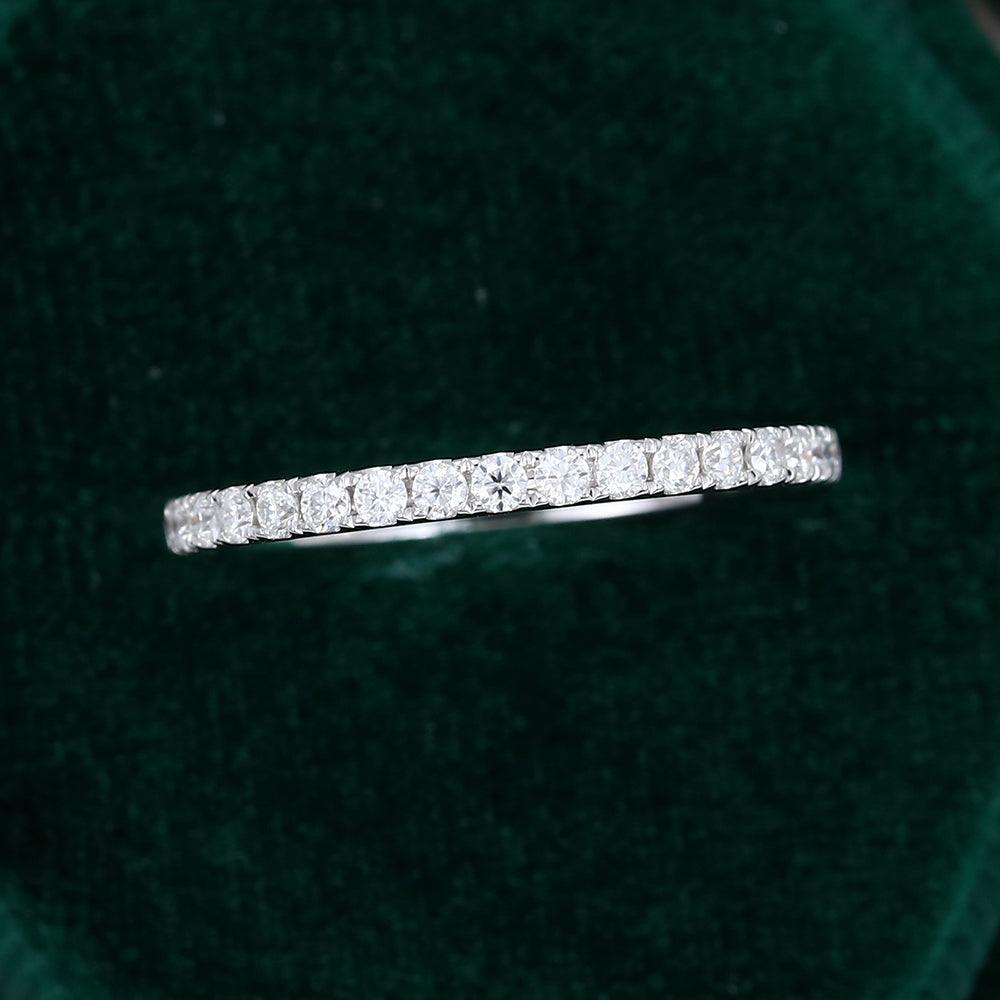 0.25 CT Round Moissanite Half Eternity Wedding Band 5