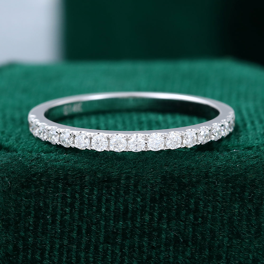 0.25 CT Round Moissanite Half Eternity Wedding Band 1