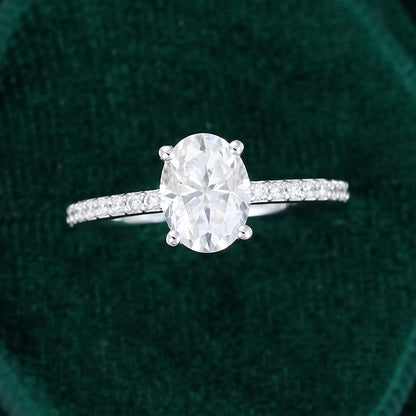 1.33 CT Oval Shaped Moissanite Pave Setting Engagement Ring 5