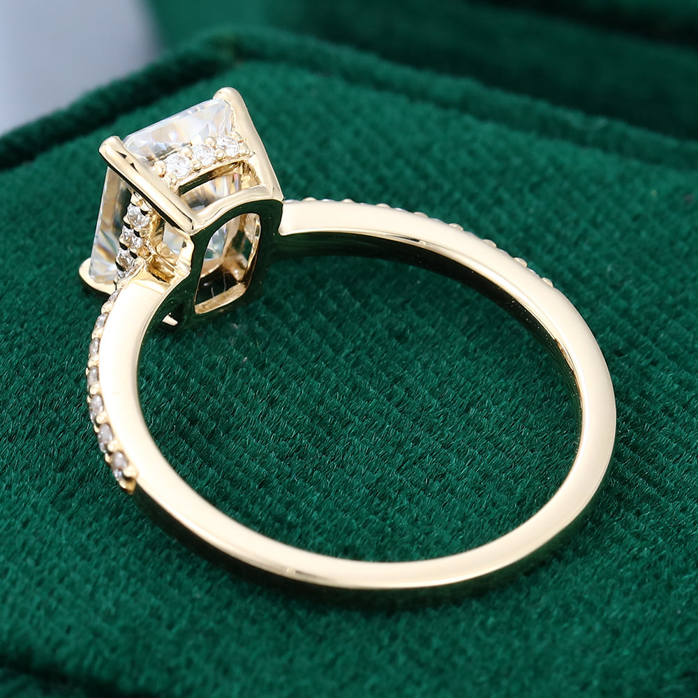 1.67 CT Radiant Shaped Moissanite Hidden Halo Setting Engagement Ring 5
