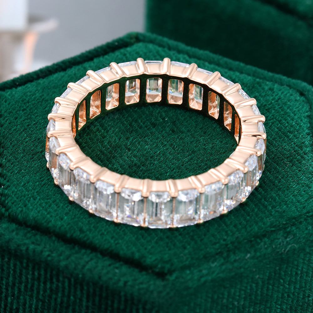 0.25 CT Emerald Moissanite Full Eternity Wedding Band 3