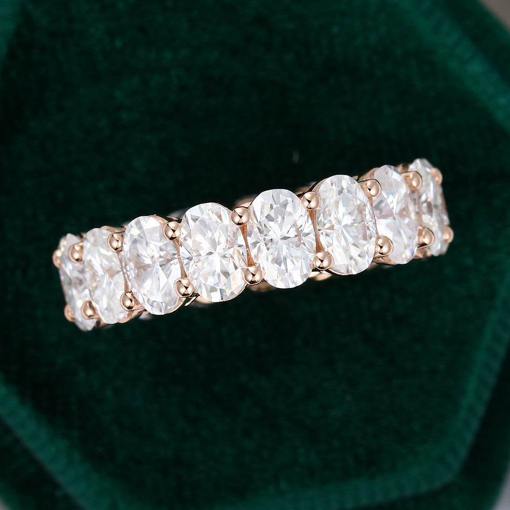 0.43 CT Oval Moissanite Full Eternity Wedding Band 5