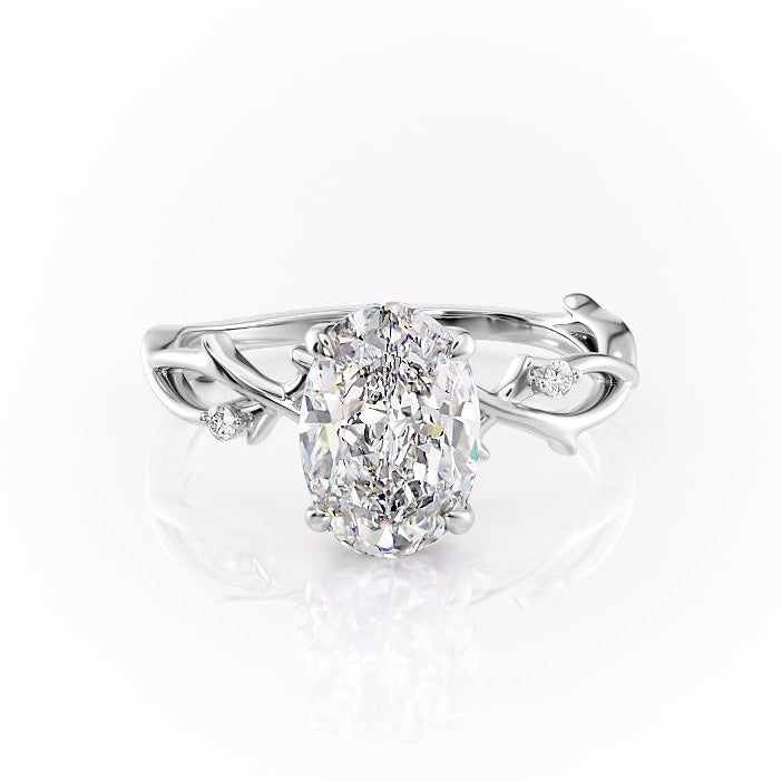 2.72 CT Oval Solitaire Twig Pave Setting Moissanite Engagement Ring 10