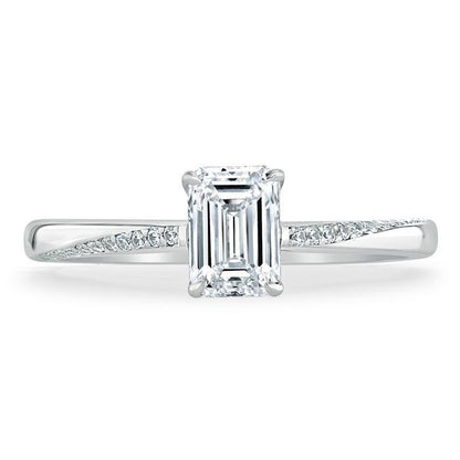 0.75 CT Emerald Cut Solitaire Moissanite Engagement Ring 1