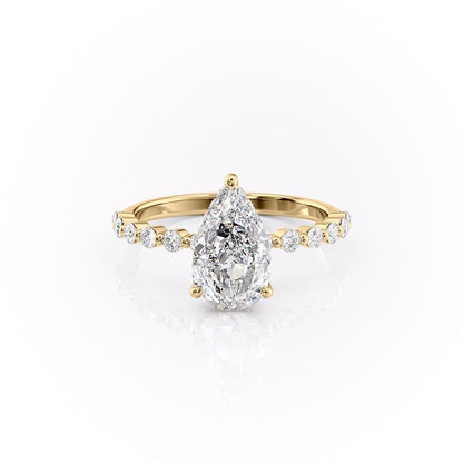2.0 CT Pear Cut Solitaire Dainty Pave Moissanite Engagement Ring 11