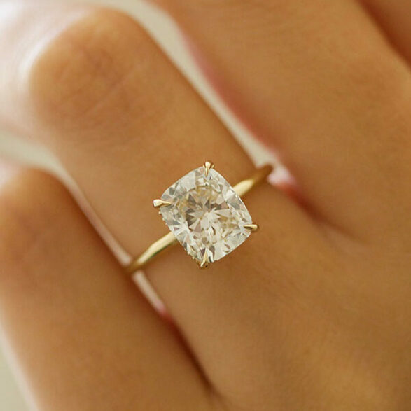 2.7 CT Cushion Solitaire Style Moissanite Engagement Ring 2