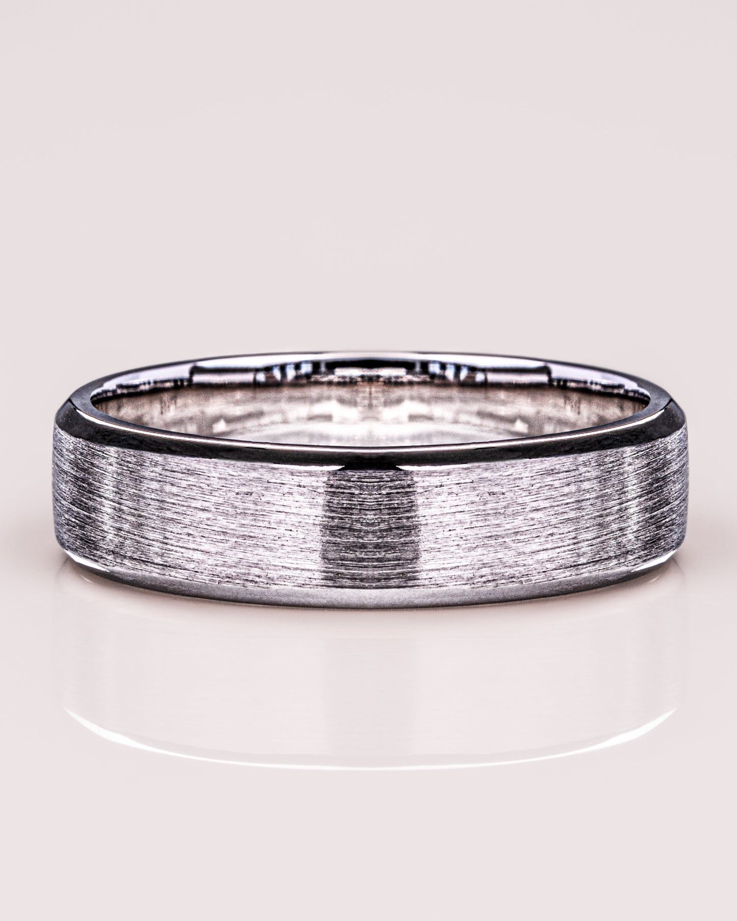 Brushed-Finish White Gold Men's Band 1